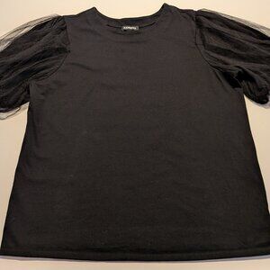 Express Black Puff Sleeve Top | Women’s L | Excellent